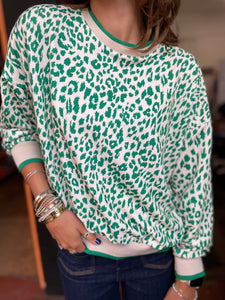 Bolt Leopard Sweat Green