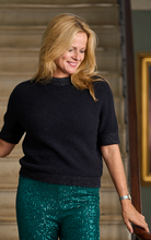 Load image into Gallery viewer, Sparkle Half Sleeve Alpaca Jumper Black
