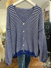 Load image into Gallery viewer, Becky Wool Blend Striped Cardigan Cobalt
