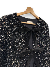 Load image into Gallery viewer, Vivienne Bow Front Sequin Jacket Silver/Black
