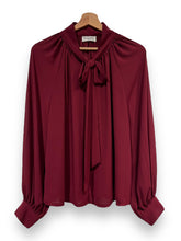 Load image into Gallery viewer, Amelie Pussy Bow Blouse Bordeaux
