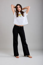 Load image into Gallery viewer, Gloria Patch Pocket Stretch Wide Leg Black Jeans
