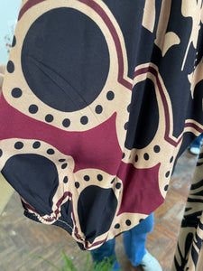 Safi Printed Dress Black/Wine