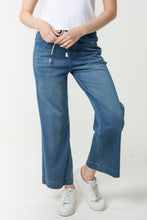 Load image into Gallery viewer, Tie Waist Wide Leg Jogger Jean Mid Wash
