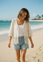 Load image into Gallery viewer, Flora Lightweight Crochet Top Ivory
