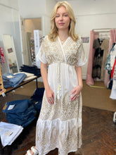 Load image into Gallery viewer, Heather Feather Embroidered Dress White
