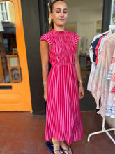 Load image into Gallery viewer, Lucia Striped Shirred Dress Pink/Red
