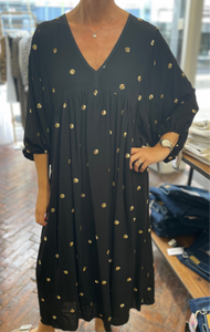 Elise Sparkle Smock Dress Navy