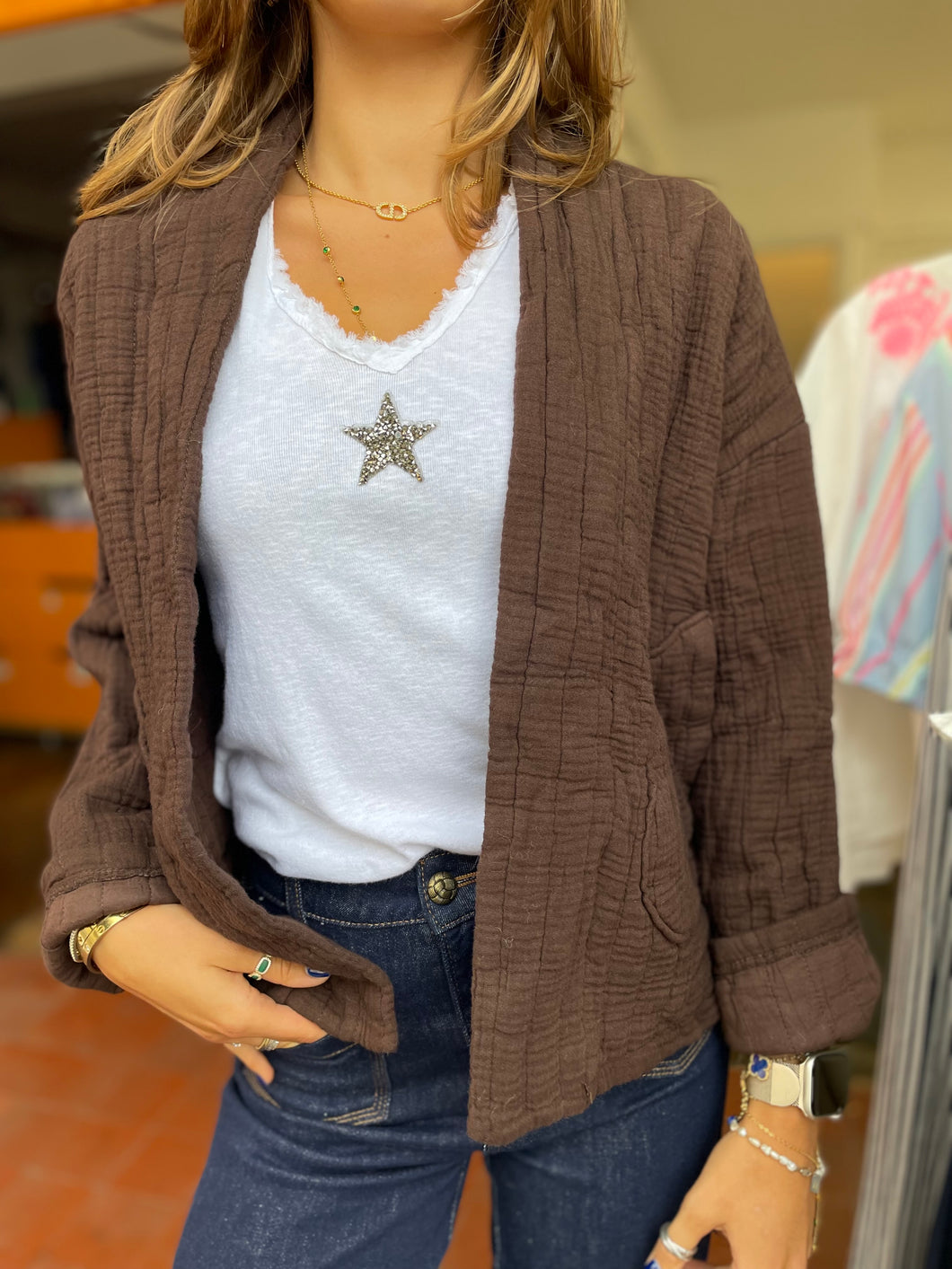 Cara Cotton Jacket Chocolate