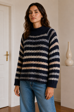 Load image into Gallery viewer, Rowan Textured Stripe Jumper Navy
