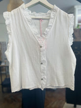 Load image into Gallery viewer, Washed Linen Frill Waistcoat White
