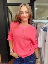 Load image into Gallery viewer, Soft Button Collar Jumper Fluro Coral
