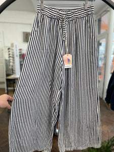 Saskia Wide Striped Trouser Navy/White
