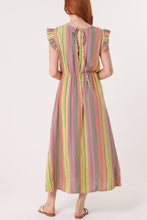 Load image into Gallery viewer, Fi Double V Frill Cheesecloth Dress Aztec Fluro Khaki
