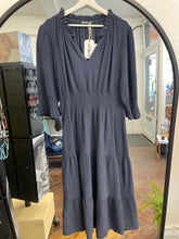 Load image into Gallery viewer, Cleo Cheesecloth Dress Navy
