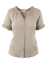 Load image into Gallery viewer, Valencia Checked Voile Short Sleeve Taupe
