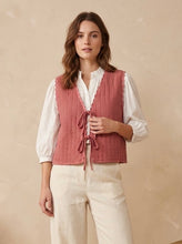 Load image into Gallery viewer, Loveday Rikrak Quilted Bow Front Gilet Antique Rose
