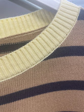 Load image into Gallery viewer, Wendy Thin Stripe Cotton Crew Neck Jumper Taupe/Navy/Yellow
