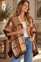 Load image into Gallery viewer, Knitted Geometric Patchwork Poncho
