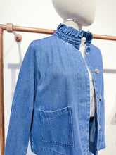Load image into Gallery viewer, Liora Denim Frill Collar Shacket Denim
