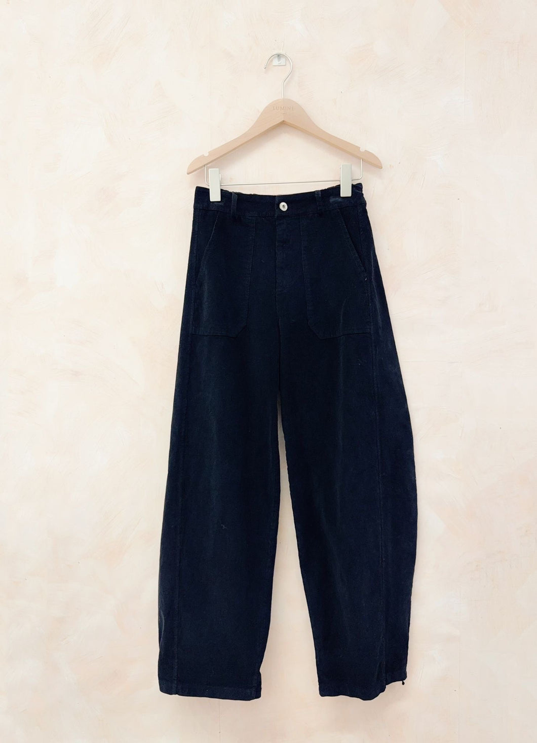 Cadi Stretch Corduroy Barrel Trouser Black