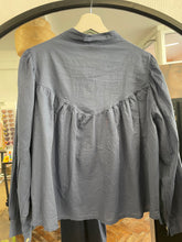 Load image into Gallery viewer, Gayle Long Sleeve Lace Insert Blouse Denim
