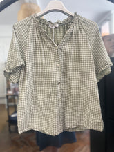 Load image into Gallery viewer, Valencia Checked Voile Short Sleeve Khaki
