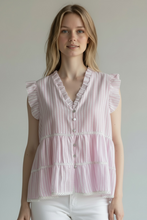 Load image into Gallery viewer, Mary Tiered Stripe Insert Top Pink
