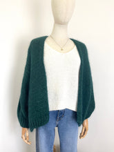 Load image into Gallery viewer, Bernadette Oversized Mohair Cardigan Dark Green
