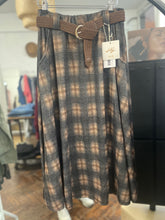 Load image into Gallery viewer, Checked Jersey Skirt Charcoal/Brown
