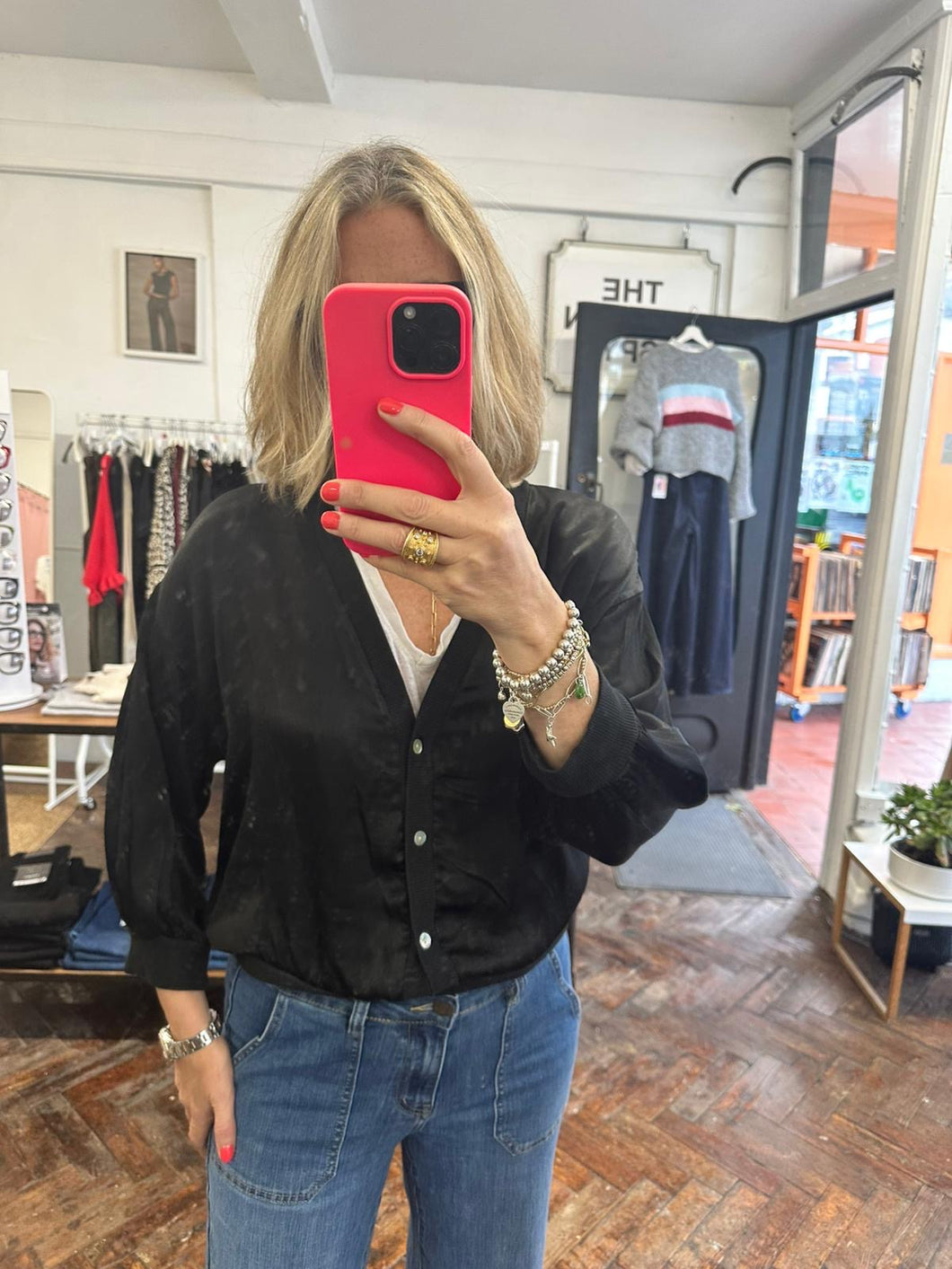 Saori Silky Cardigan Black