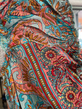 Load image into Gallery viewer, Silky Sue Paisley Dress Dusty Blue/Peach
