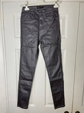 Load image into Gallery viewer, Coated Skinny Jeans Charcoal Metallic
