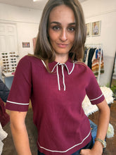 Load image into Gallery viewer, Polo Tipping Knitted Jumper Berry
