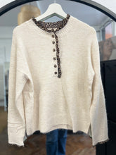 Load image into Gallery viewer, Leopard Frill Trim Jumper Beige

