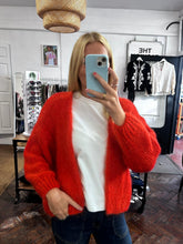 Load image into Gallery viewer, Bernadette Oversized Mohair Cardigan Dark Orange
