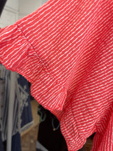 Load image into Gallery viewer, Valencia Stripe Voile Short Sleeve Coral Blouse

