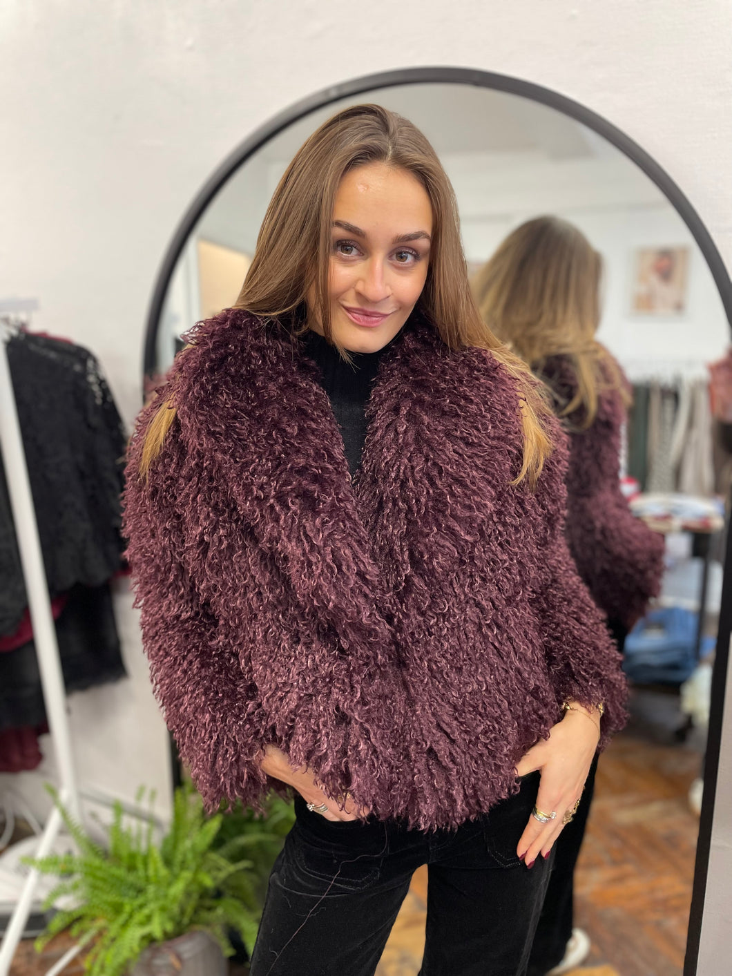 Annie Mongolian Jacket Plum