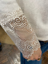 Load image into Gallery viewer, Elara Lace Trim V Neck Beige
