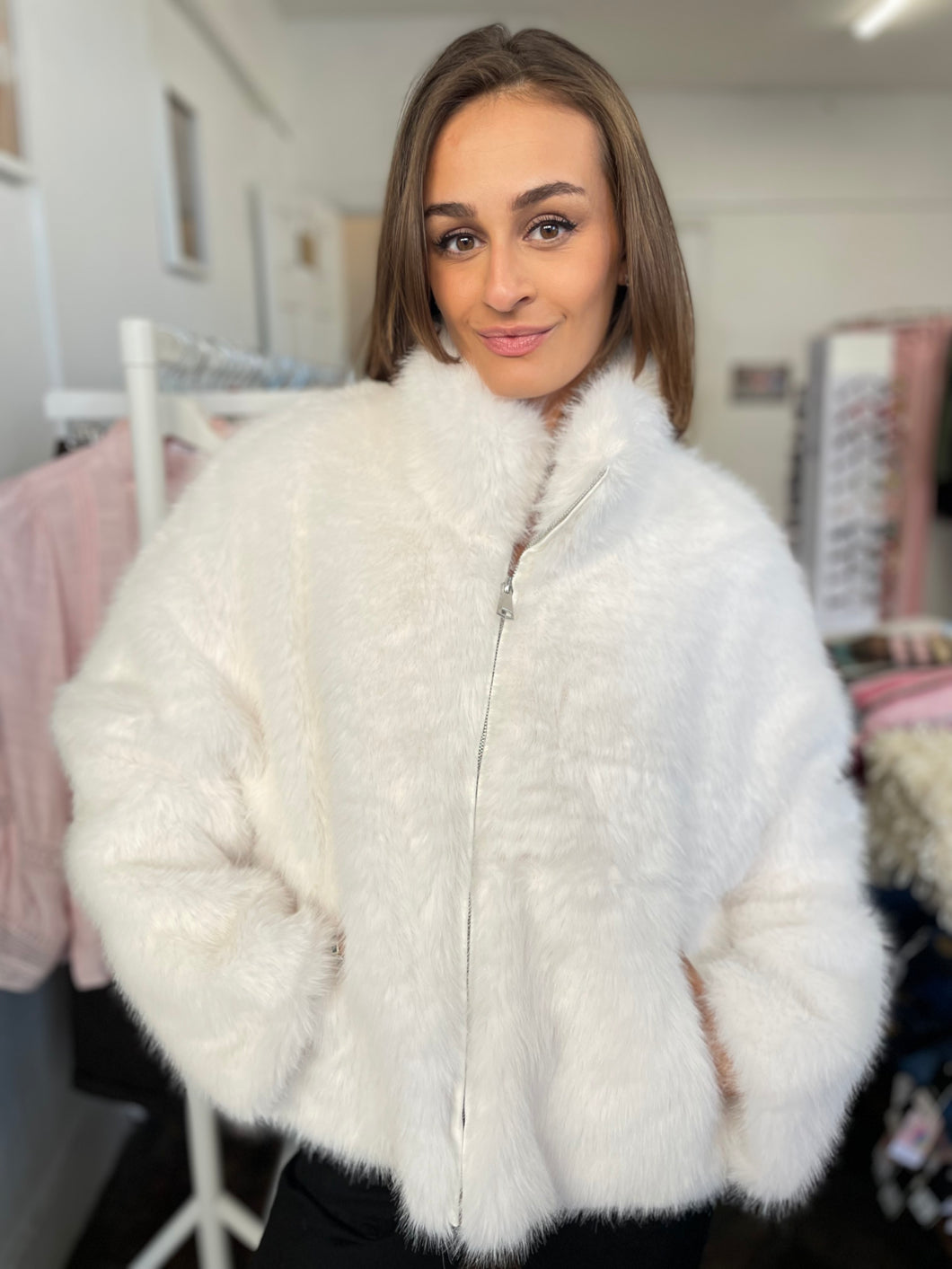 Miska Faux Fur Jacket Cream