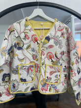 Load image into Gallery viewer, Tara Cotton Quilted Jacket Floral Cream/Yellow
