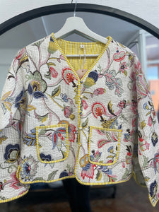 Tara Cotton Quilted Jacket Floral Cream/Yellow