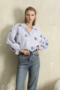 Fizzy Embroidered Striped Blouse