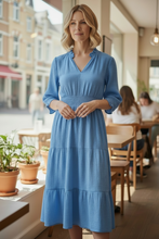 Load image into Gallery viewer, Cleo Cheesecloth Dress Sky Blue
