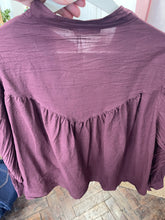 Load image into Gallery viewer, Gayle Long Sleeve Lace Insert Blouse Plum
