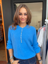 Load image into Gallery viewer, Soft Button Collar Jumper Cornflower
