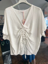 Load image into Gallery viewer, Teabag Washed Linen Tie Front Top White
