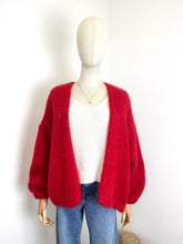 Load image into Gallery viewer, Bernadette Oversized Mohair Cardigan Dark Red
