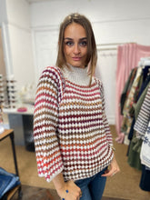 Load image into Gallery viewer, Fawn Funnel Neck Jumper Cream/Autumn Stripe
