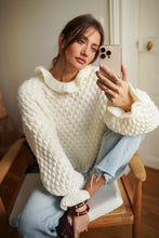 Load image into Gallery viewer, Esme Frill Collar Textured Knit Cream
